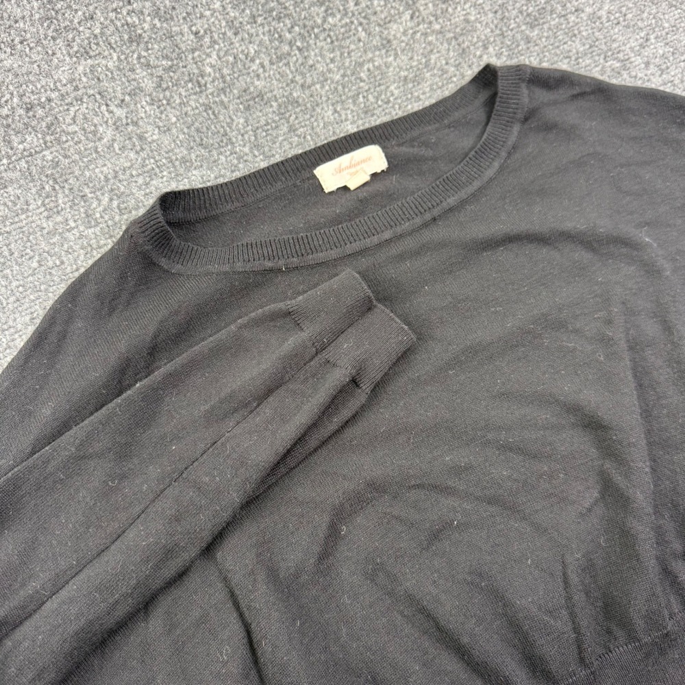 Ambiance Sweater Small Black Cropped Long Sleeve Crew Neck Womens